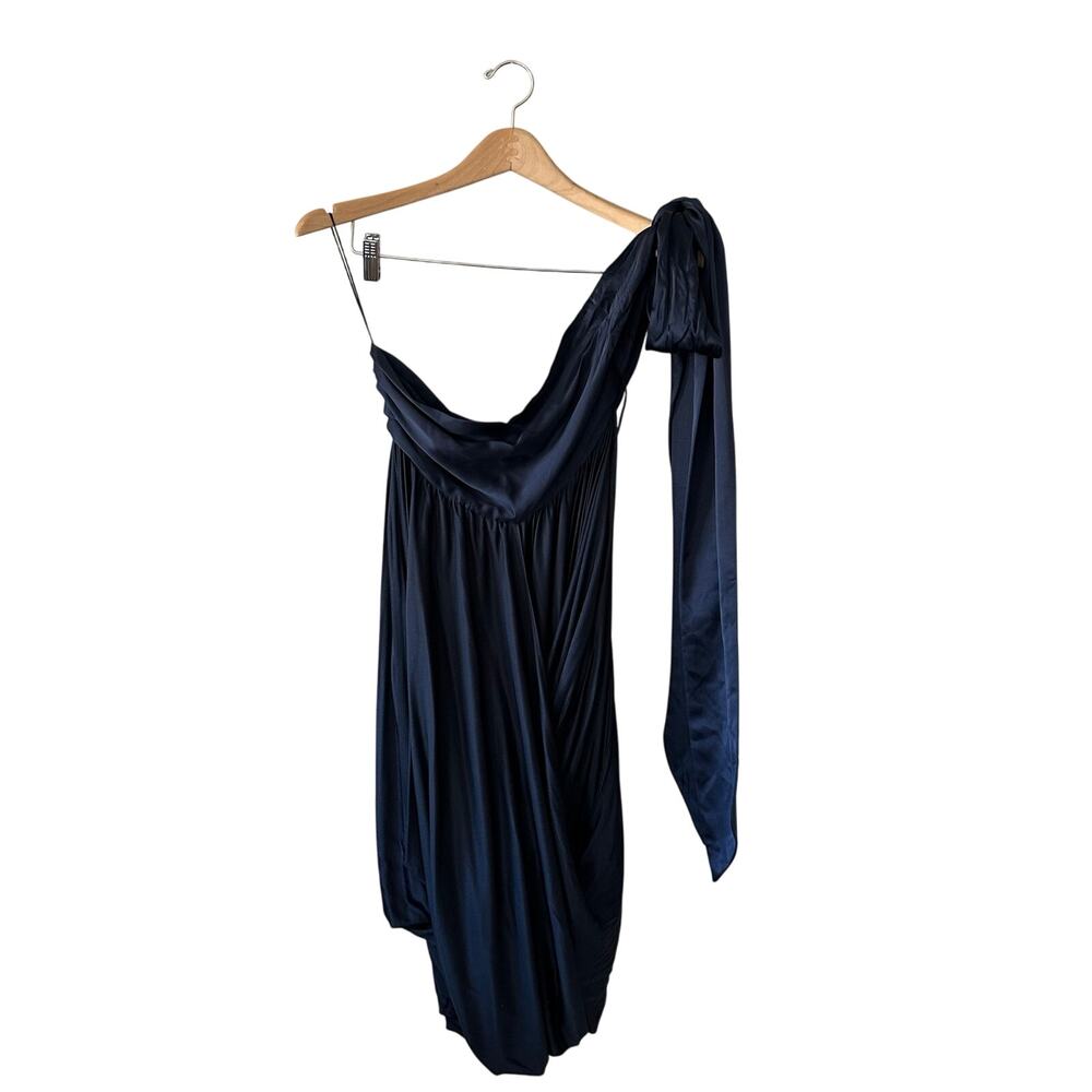 Doo.Ri Navy Silk One Shoulder Mini Dress Size 0